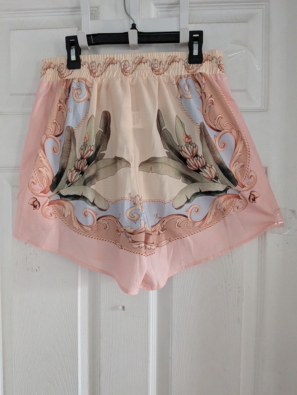 Commense Leaf Print Linen Blend Shirt & Drawstring Shorts Set - Picture 11 of 15